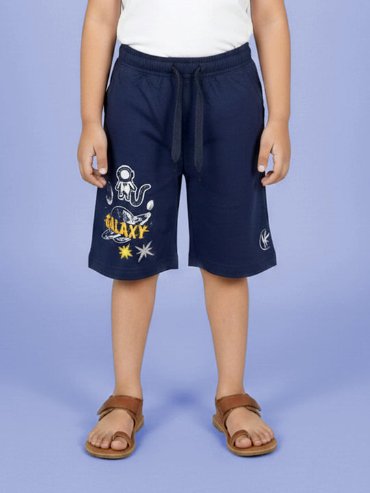 Boys Cotton Knee length Basic Short Print and Badges