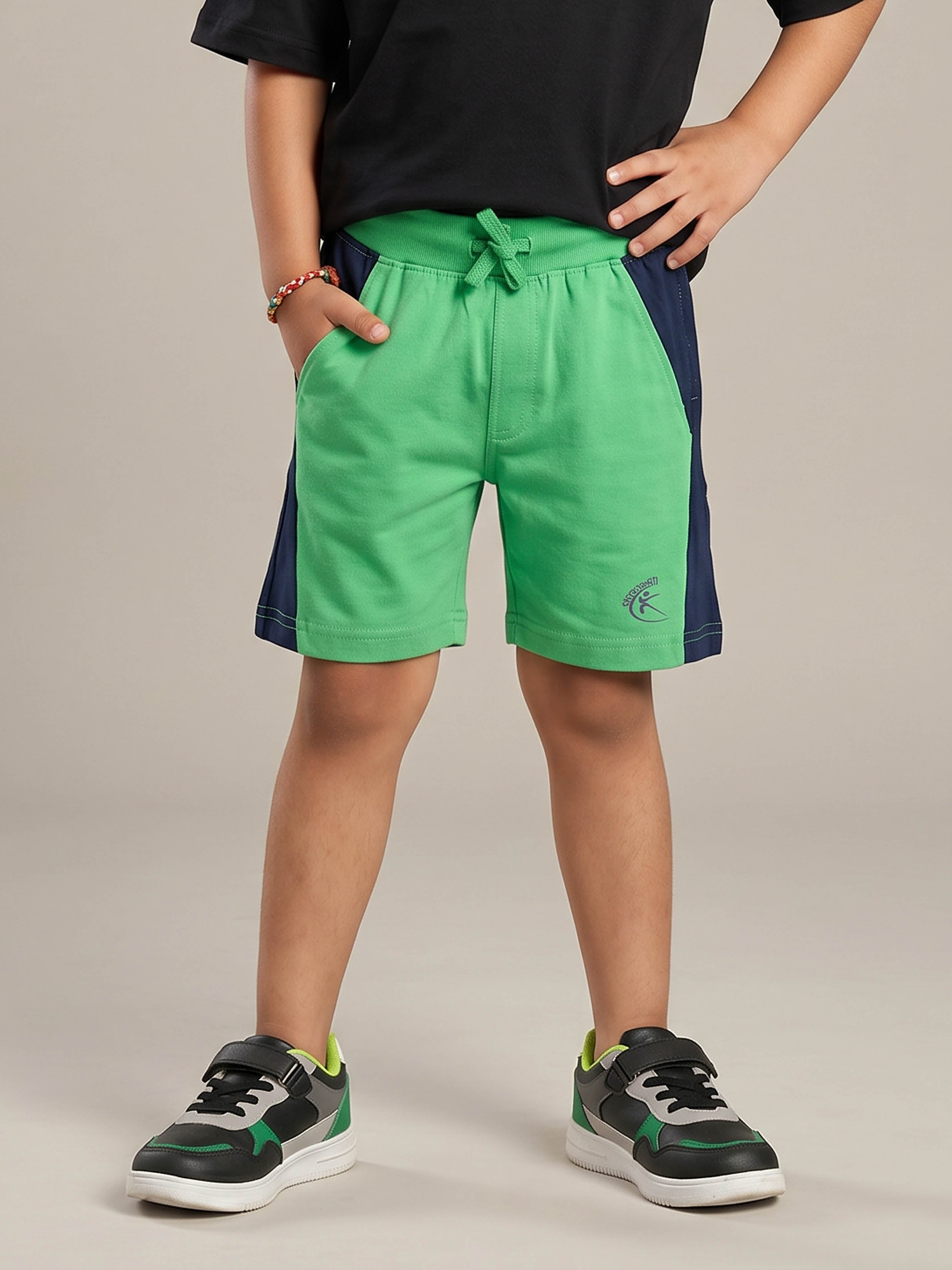 Kiddopanti Boys Cotton Knit Side Cut & Sew Shorts
