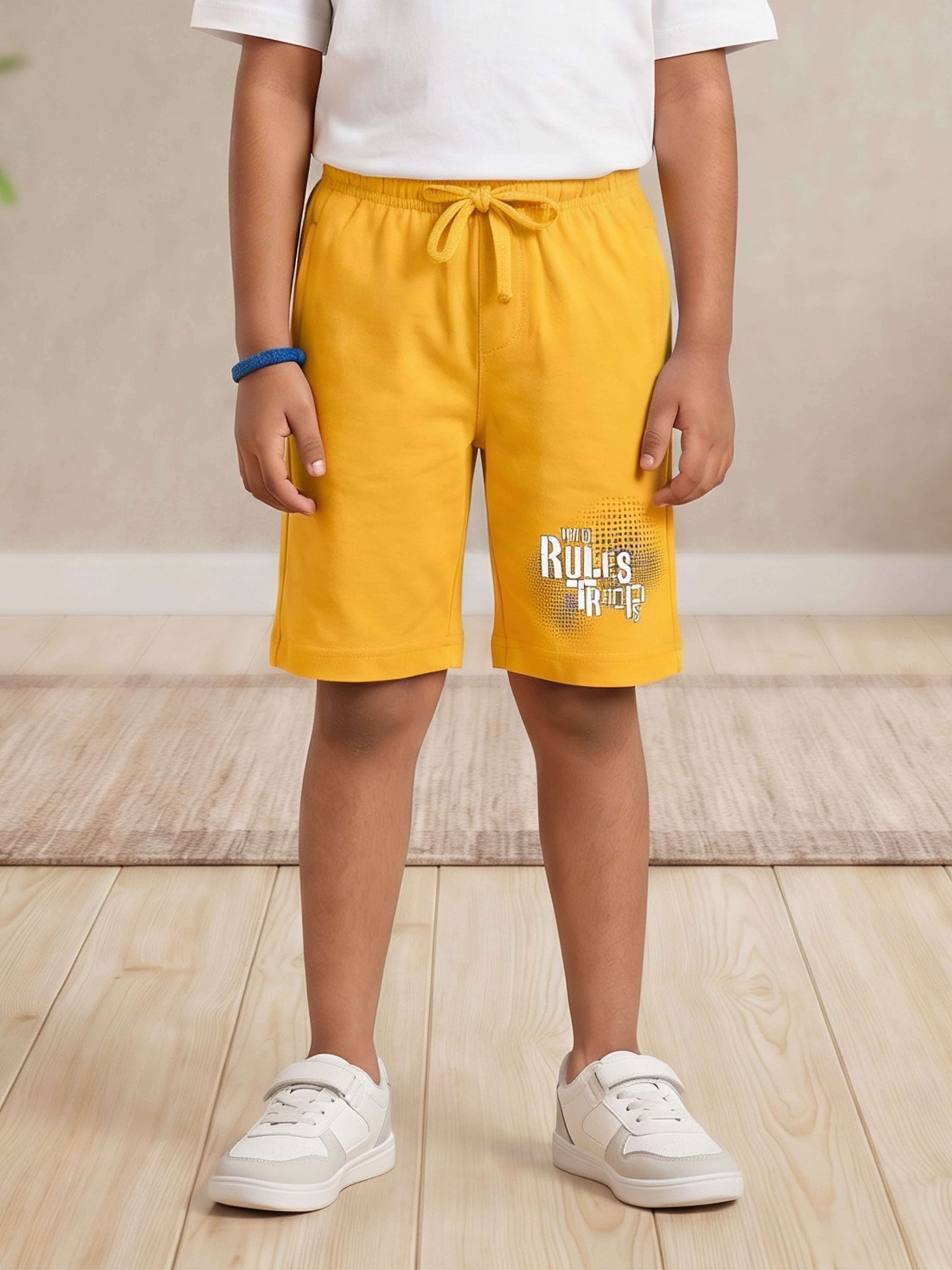 Kiddopanti Boys Cotton Knit Printed Shorts