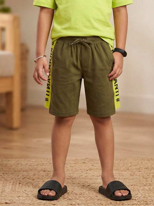 Kiddopanti Boys Cotton Knit Cut And Sew Knee Length Shorts