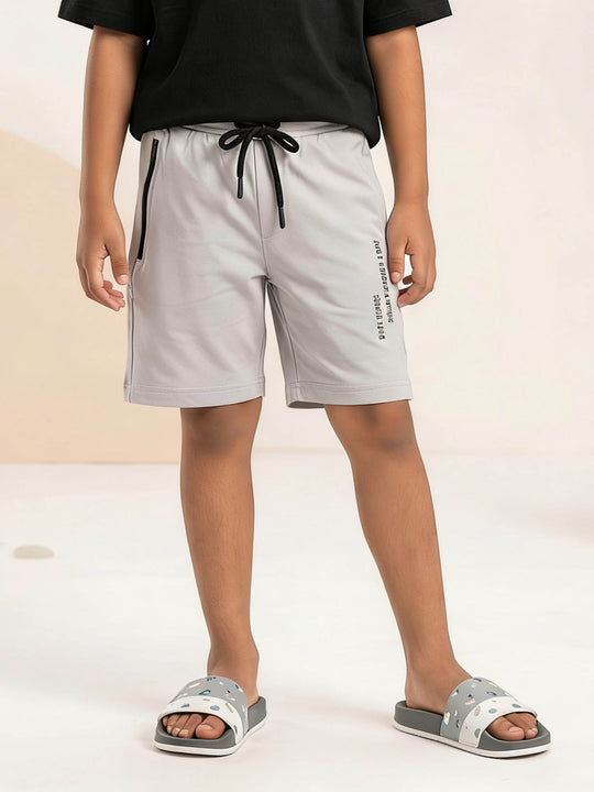 Kiddopanti Boys Cotton Just Kiddopanting Printed Knit Shorts With Zipper Pocket