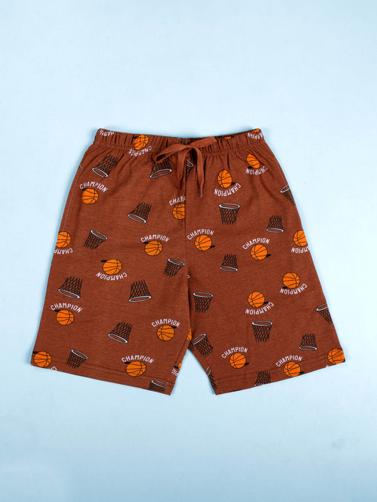 Kiddopanti Boys 100% Cotton AOP Printed Basic Shorts