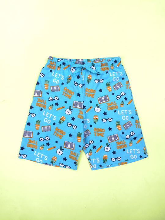 Kiddopanti Boys Cotton AOP Printed Basic Shorts
