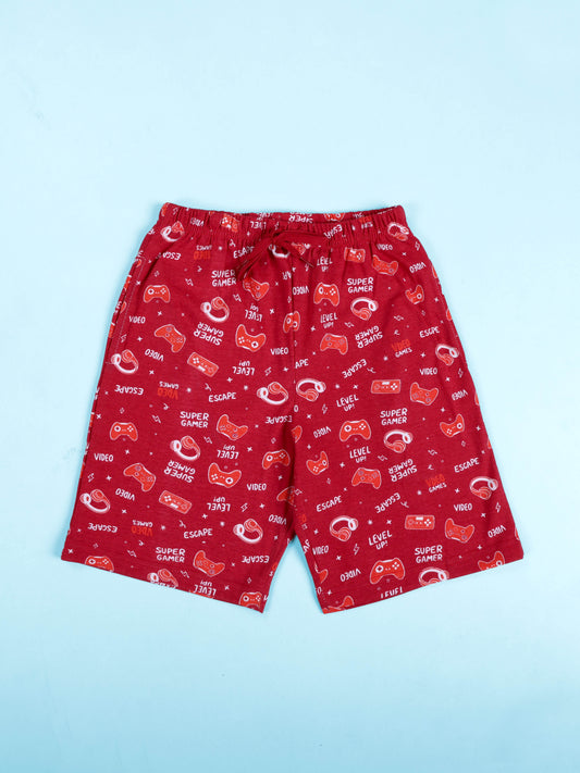 Kiddopanti Boys 100% Cotton AOP Printed Basic Shorts