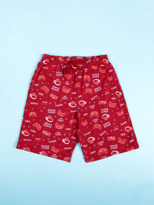 Kiddopanti Boys 100% Cotton AOP Printed Basic Shorts