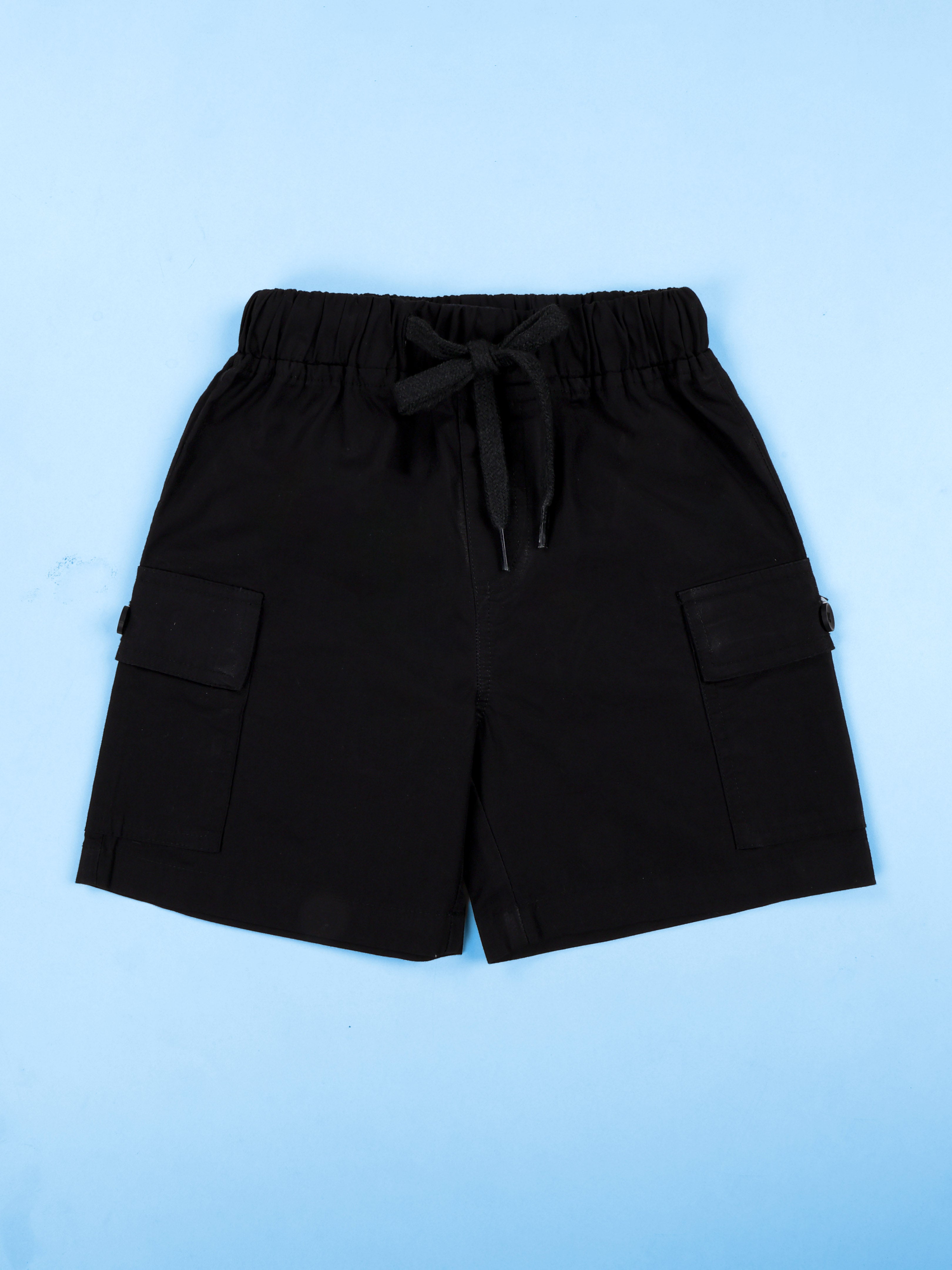Kiddopanti Boys Cotton Woven Mid Thigh Length Solid Cargo Shorts