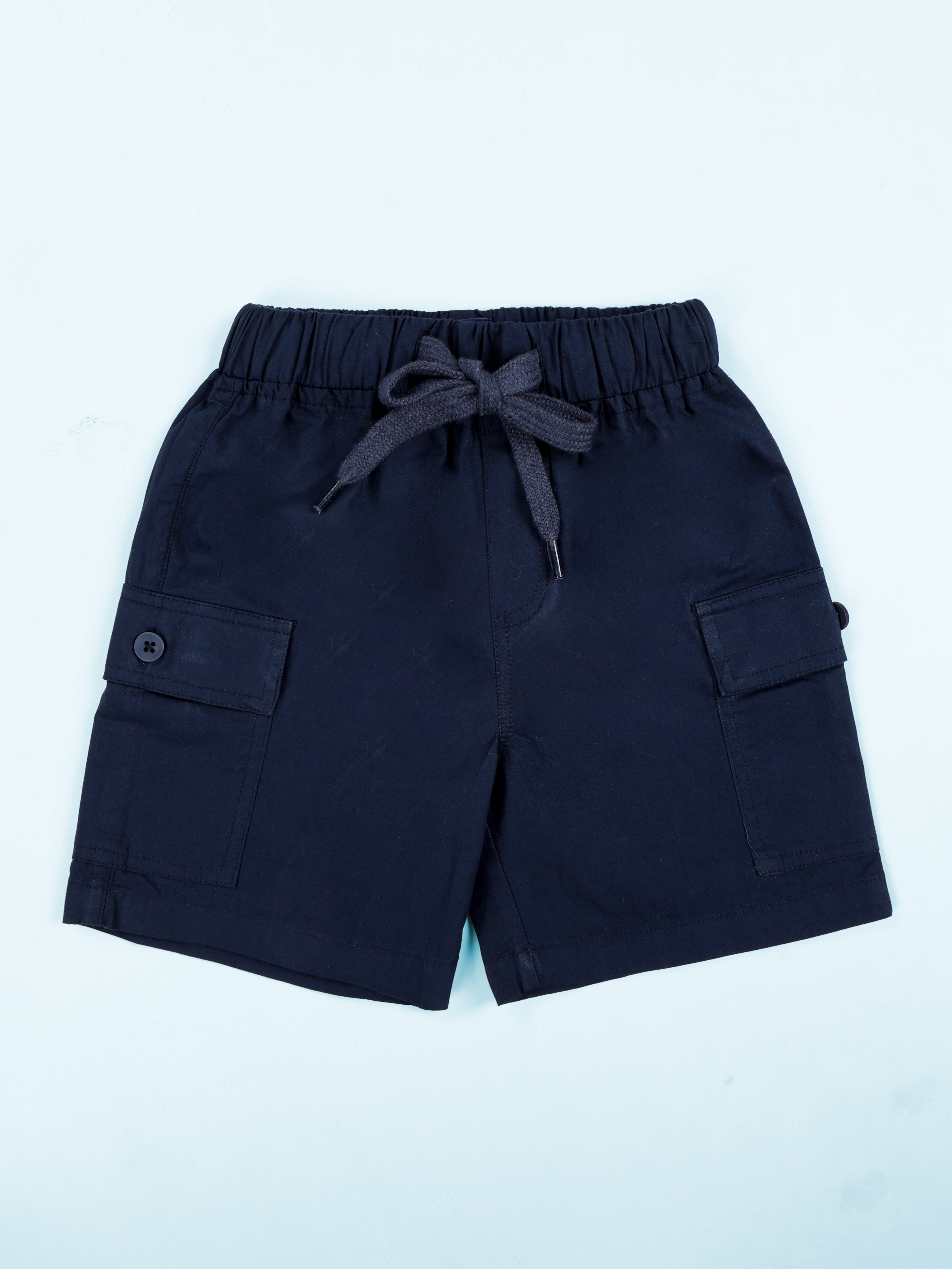 Kiddopanti Boys Cotton Woven Mid Thigh Length Solid Cargo Shorts