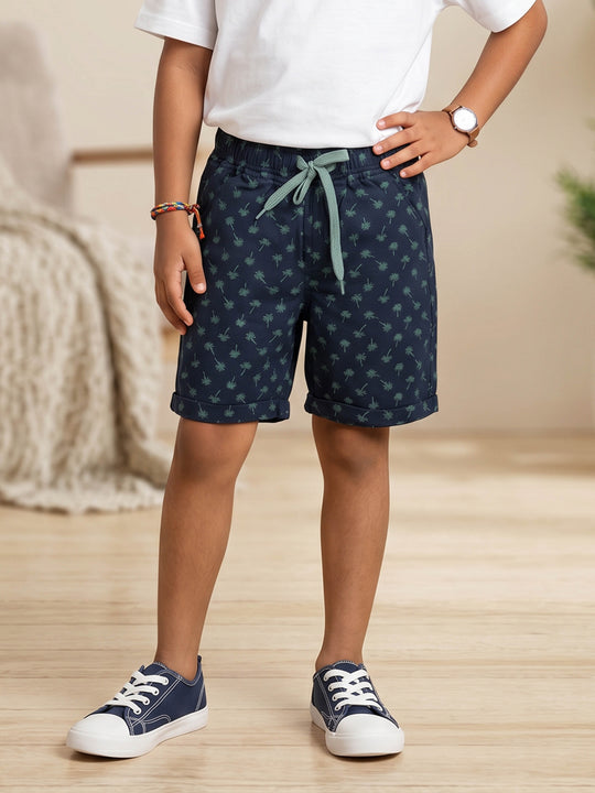 Kiddopanti Boys Cotton Woven Solid Basic Roll Up Shorts