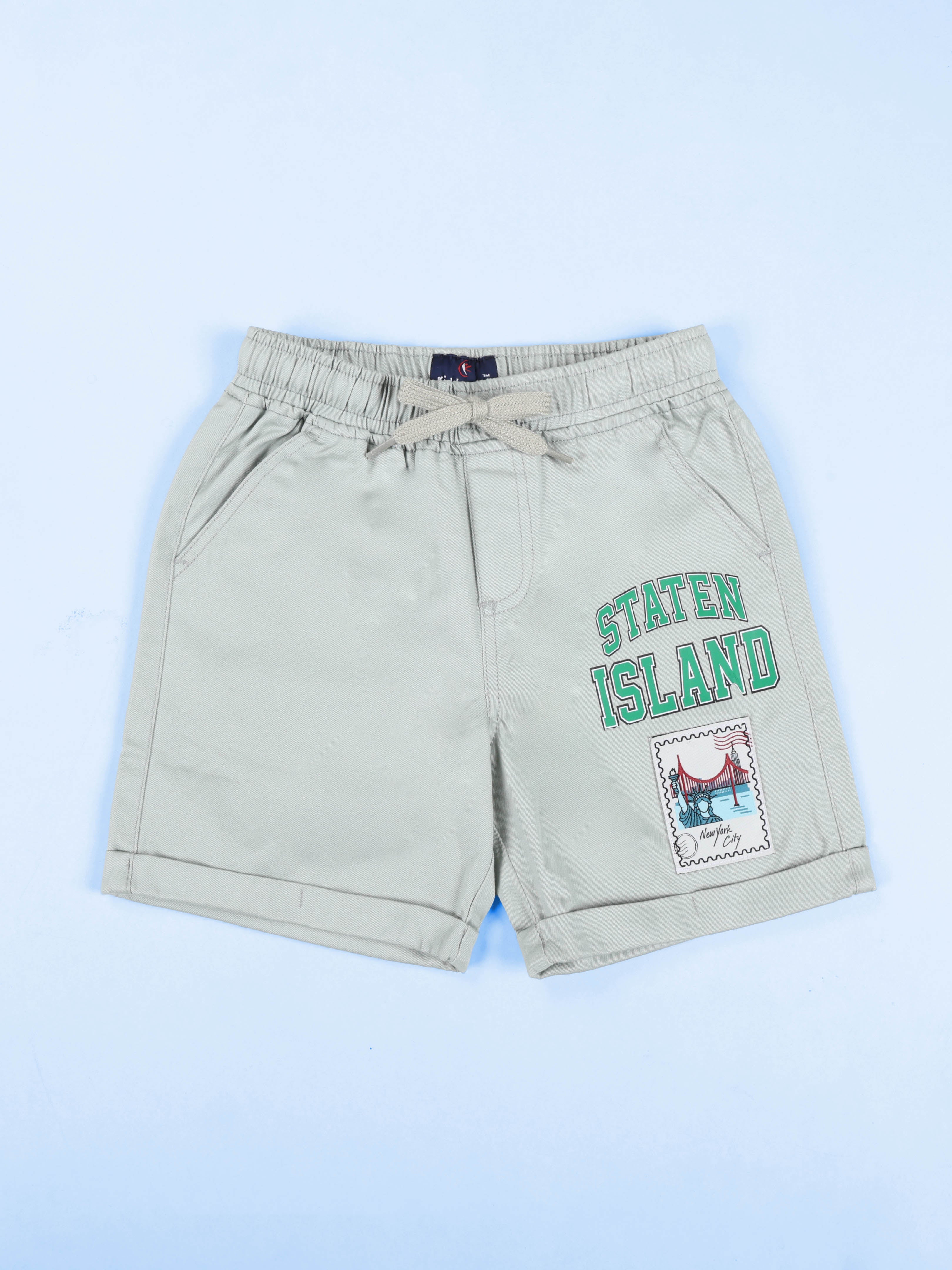 Kiddopanti Boys Cotton Basic Roll-Up Shorts With Travel Themed Badges and Prints