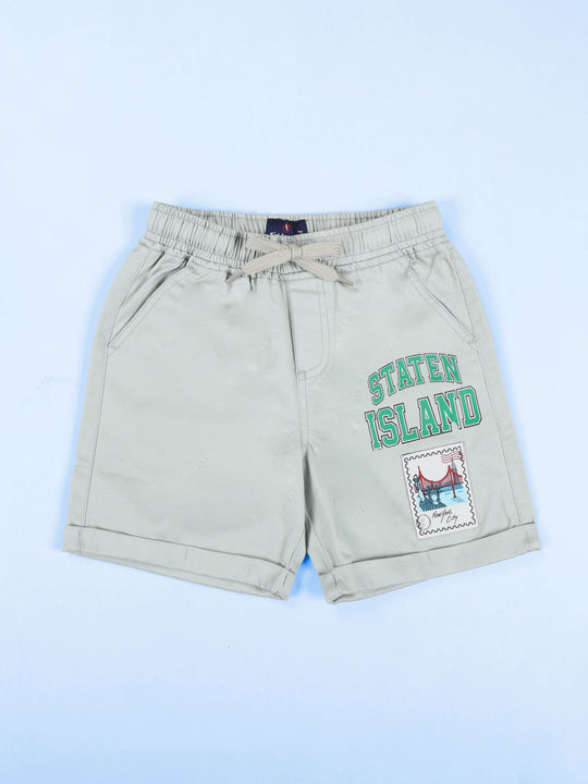 Kiddopanti Boys Cotton Basic Roll-Up Shorts With Travel Themed Badges and Prints