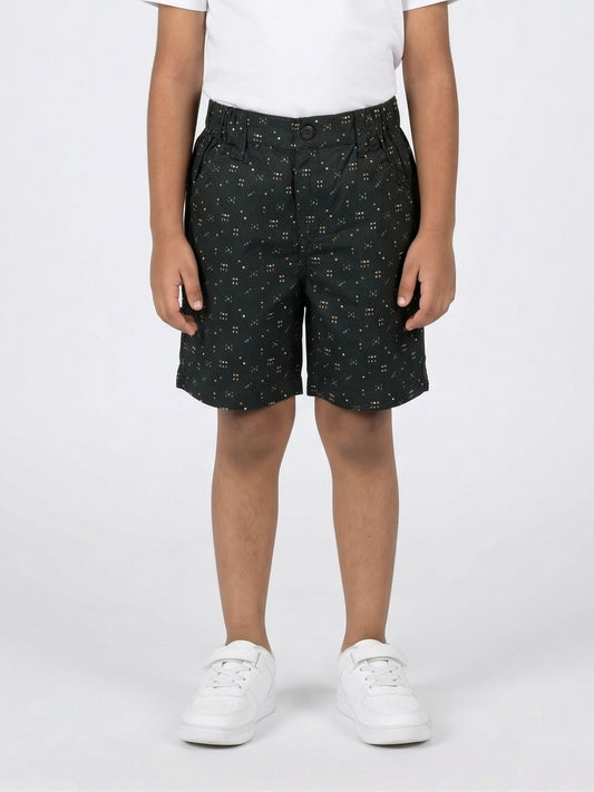 Kiddopanti Boys Cotton Above Knee Length AOP Printed Shorts