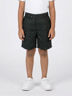Kiddopanti Boys Cotton Above Knee Length AOP Printed Shorts - Bottle Green / 3-4Y
