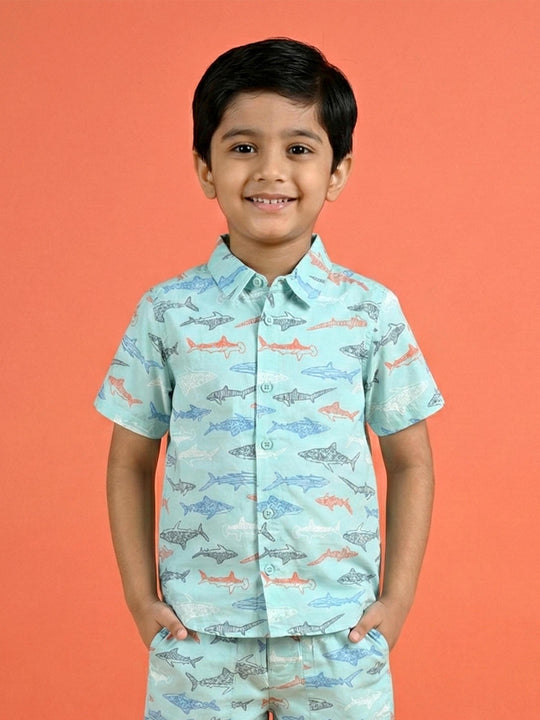 Kiddopanti Boys Half Sleeves Printed Shirt