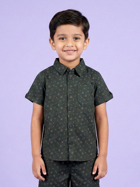 Kiddopanti Boys Half Sleeves Printed Shirt