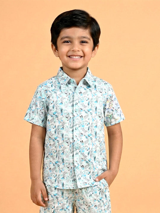 Kiddopanti Boys Half Sleeves Printed Shirt
