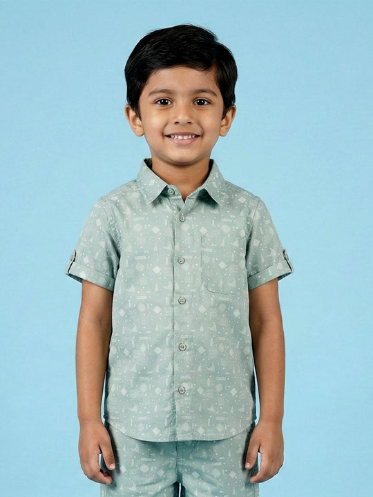 Kiddopanti Boys Half Sleeves Printed Shirt