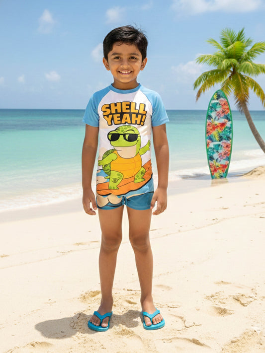 Kiddopanti Boys Polyester Spandex Printed Swimsuit
