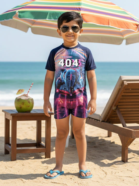 Kiddopanti Boys Polyester Spandex Printed Swimwear Swimsuit