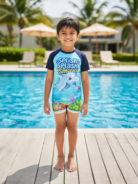 Kiddopanti Boys Polyester Spandex Printed Swimwear Swimsuit