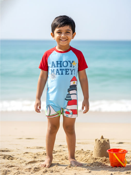Kiddopanti Boys Polyester Spandex Printed Swimwear Swimsuit