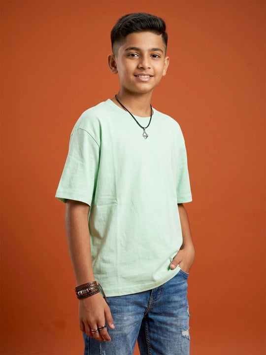 Kiddopanti Boys 100% Cotton Drop Shoulder Half Sleeve Solid Round Neck T-Shirt