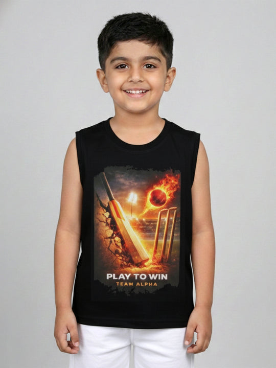 Kiddopanti Boys Cotton Graphic Printed Round Neck Sleeveless T-Shirt