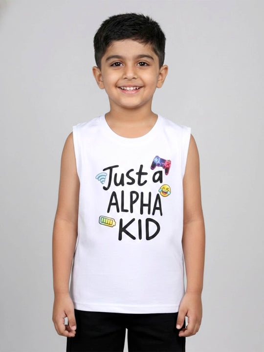 Kiddopanti Boys Cotton Graphic Printed Round Neck Sleeveless T-Shirt