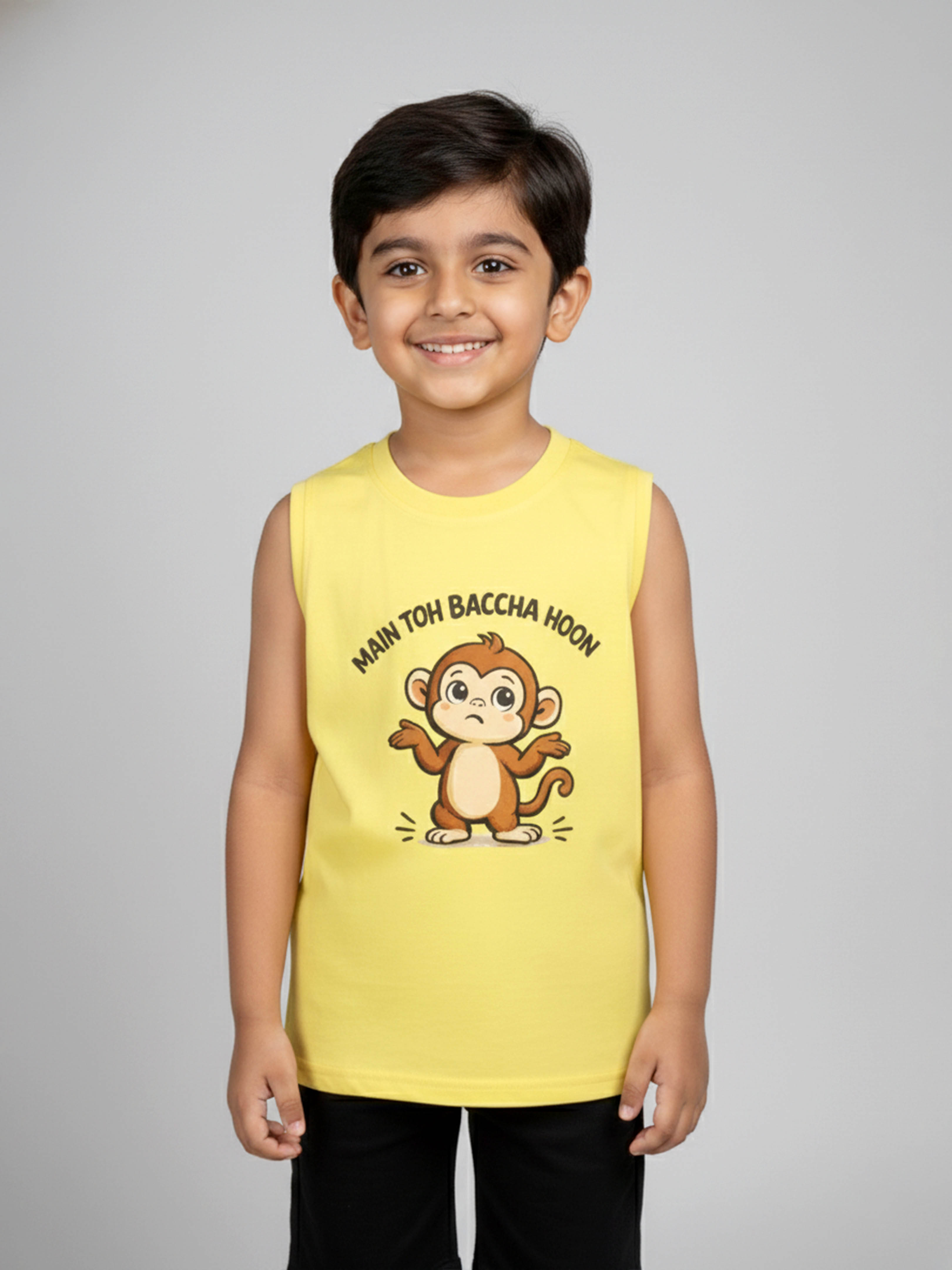 Kiddopanti Boys Sleeveless Printed Round Neck T-Shirt