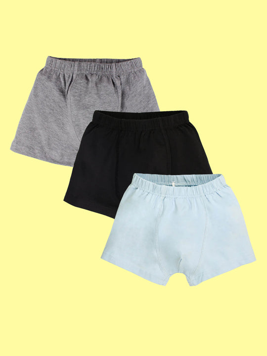 Kiddopanti Boys Cotton Lycra Solid Boxer Shorts Pack of 3