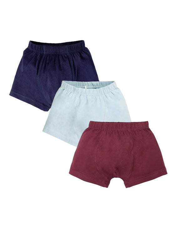 Kiddopanti Boys Cotton Lycra Solid Boxer Shorts Pack of 3