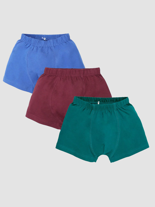 Kiddopanti Boys Cotton Lycra Solid Boxer Shorts Pack of 3