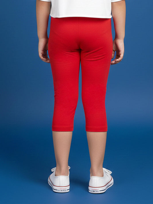 Kiddopanti Girls Cotton Spandex Star Printed Capri Legging