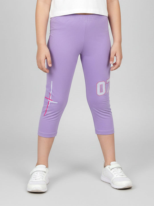 Kiddopanti Girls Cotton Spandex Printed Capri Leggings