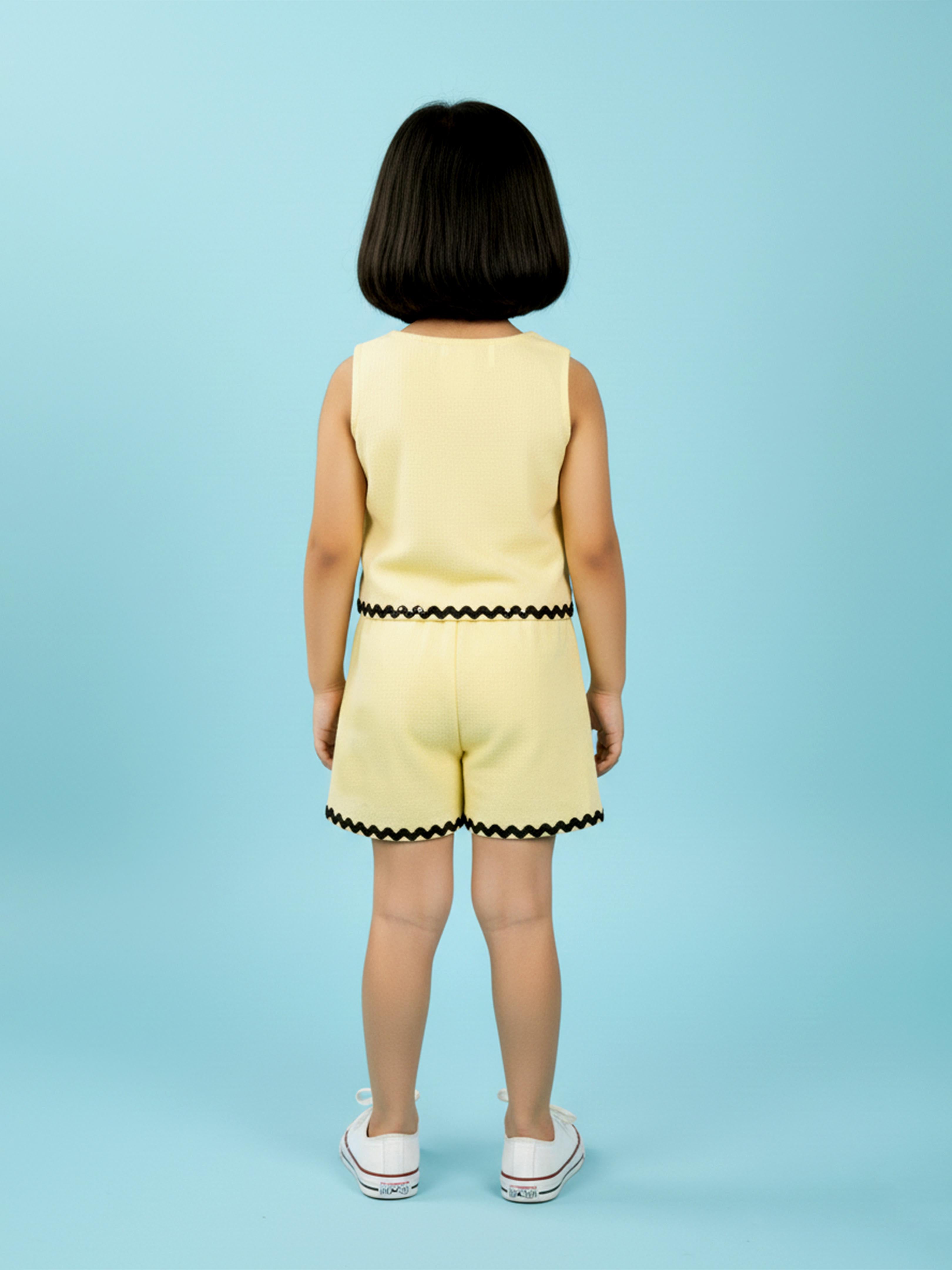 Kiddopanti Girls Rayon Sleeveless Top and Bottom Clothing Set With RicRac Lace & Sequence Flower Applique