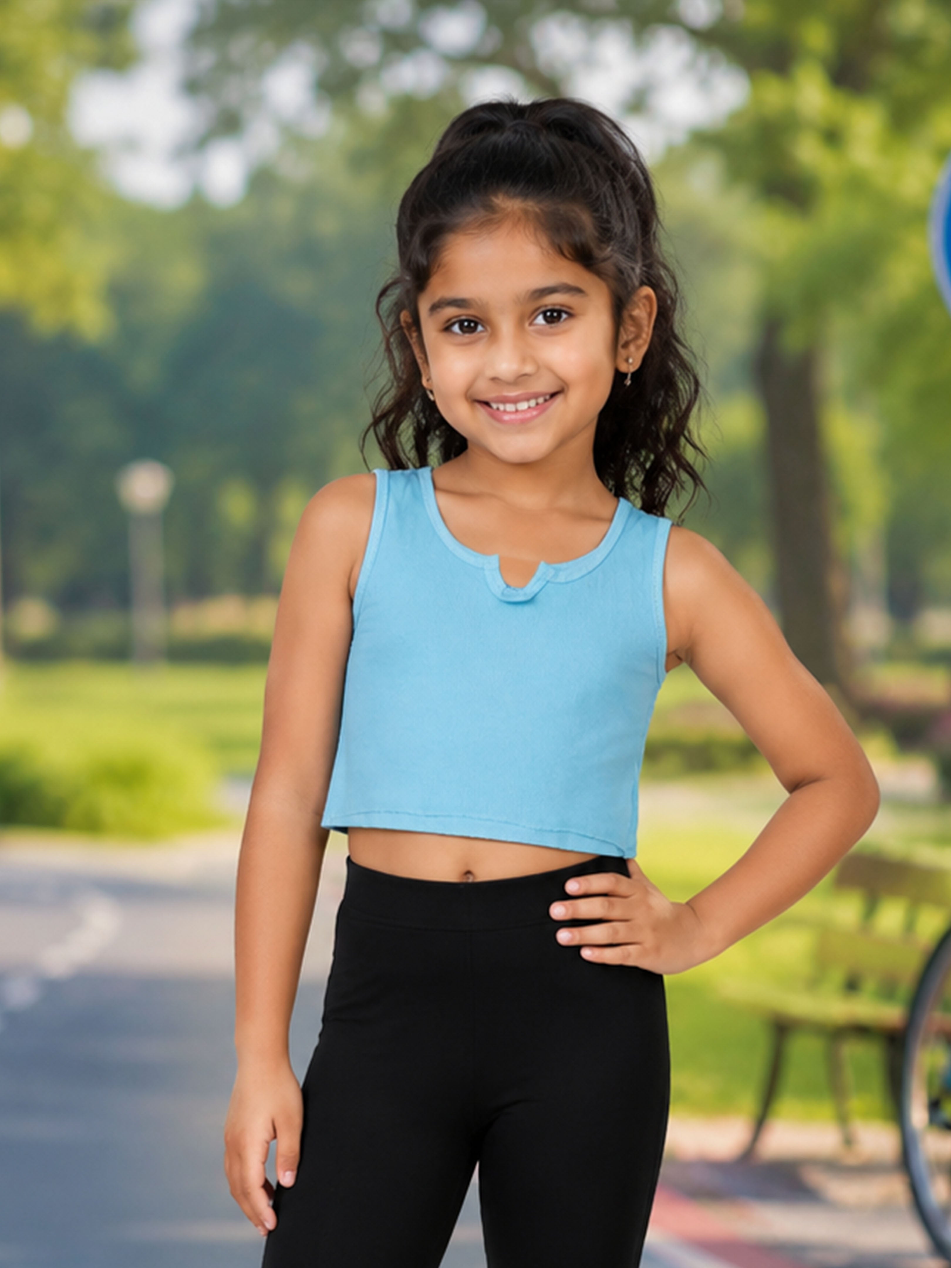 Kiddopanti Girls Cotton Spandex Solid Rib Crop Tank Top