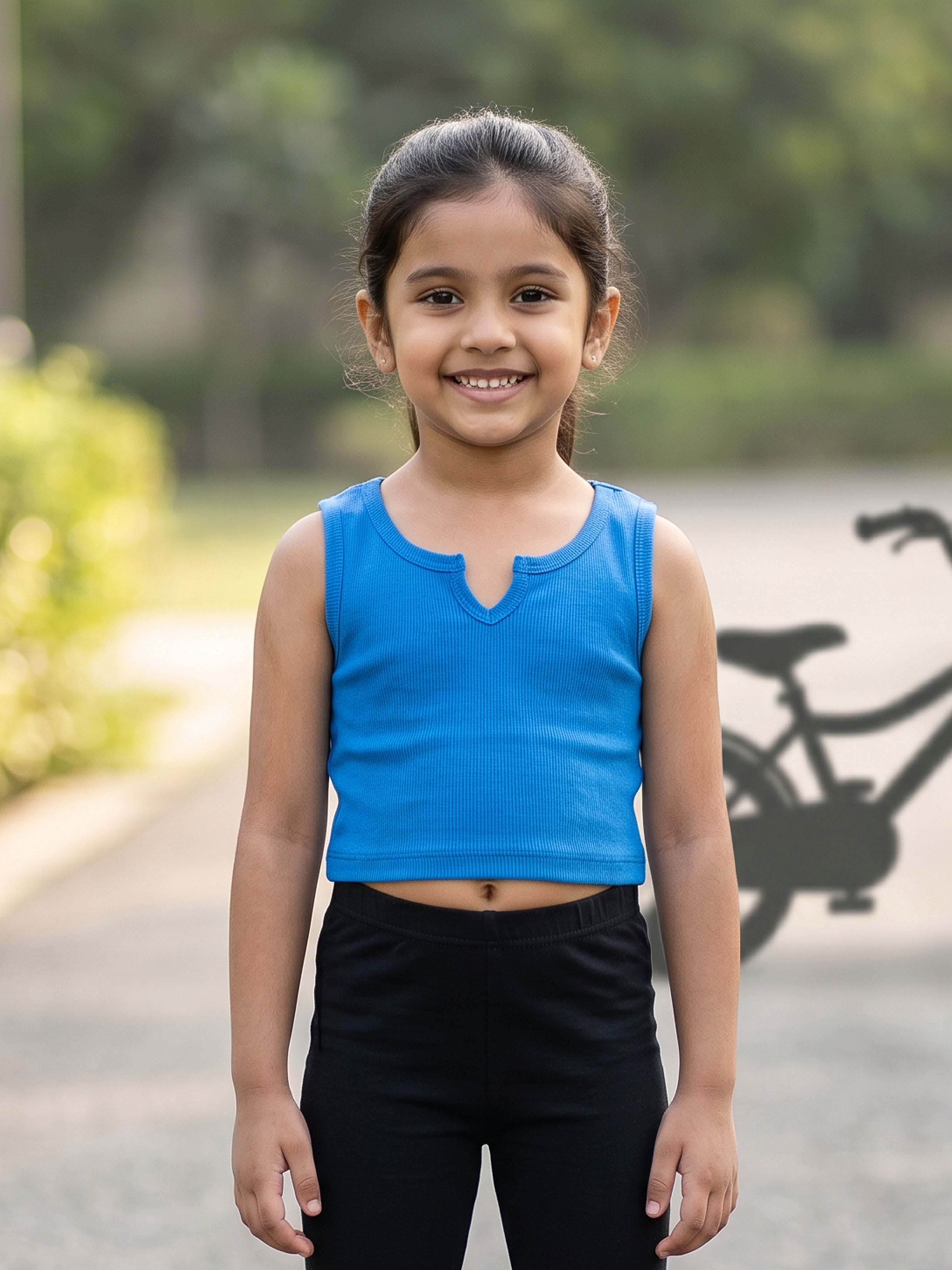 Kiddopanti Girls Cotton Spandex Solid Rib Crop Tank Top