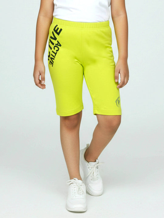 Kiddopanti Girls Cotton Spandex Graphic Printed Knee Length Skinny Fit Cycling Shorts