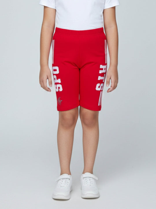 Kiddopanti Girls Cotton Spandex Graphic Printed Knee Length Skinny Fit Cycling Shorts