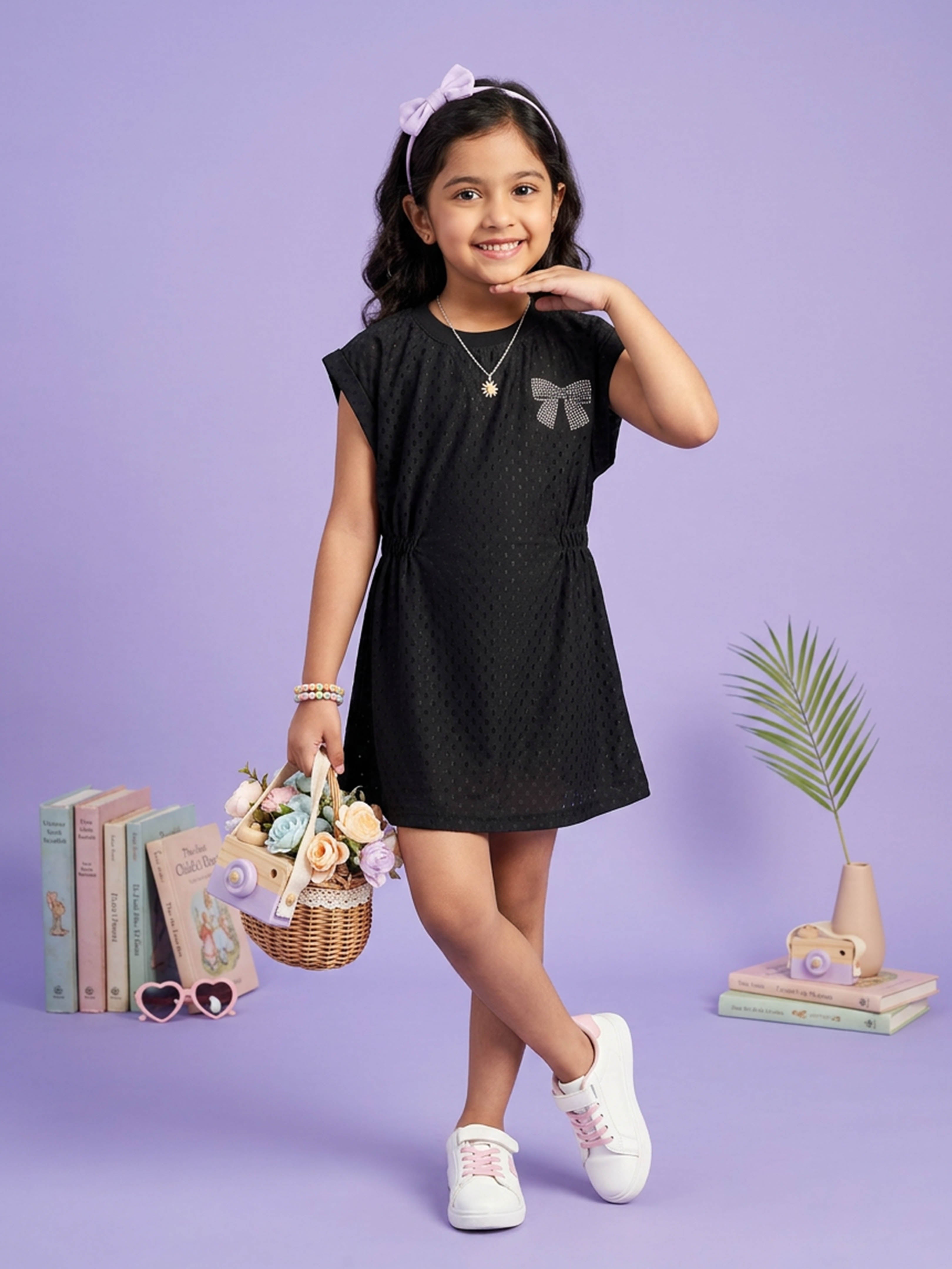 Kiddopanti Girls Knits Kimono Sleeve Dress with Rhinestone