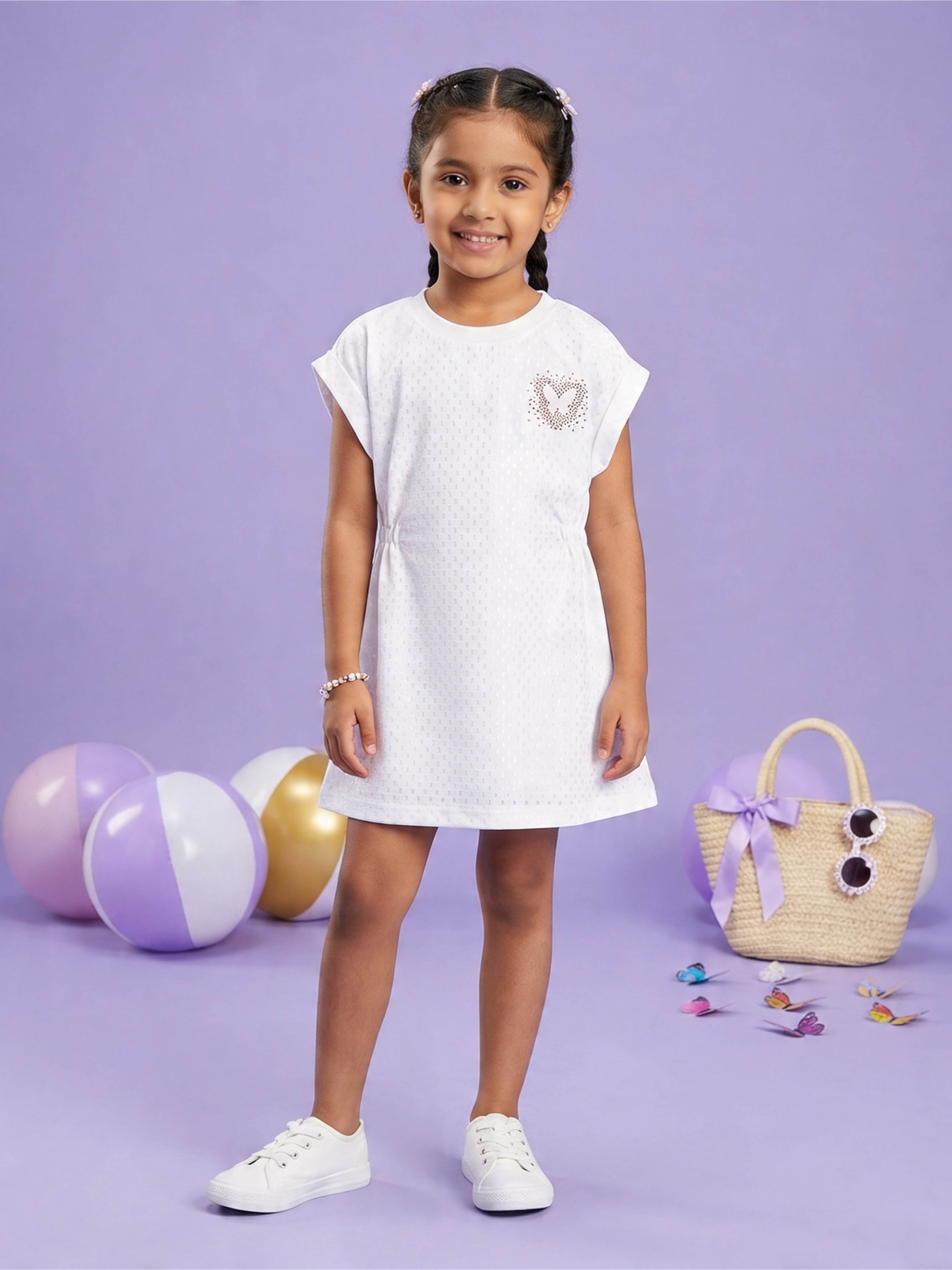 Kiddopanti Girls Knits Kimono Sleeve Dress with Rhinestone