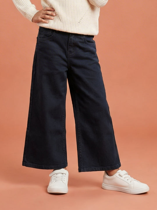 Kiddopanti Girls Denim Woven Printed And Solid Flared Jeans