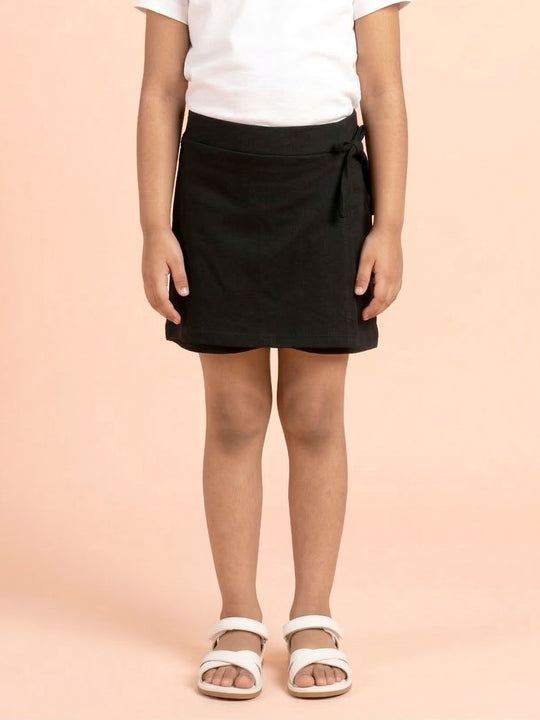 Kiddopanti Girls Cotton Knit Wrap Skort with Side Bow Detail