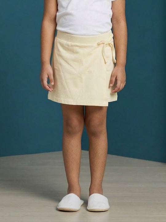 Kiddopanti Girls Cotton Knit Wrap Skort with Side Bow Detail