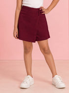 Kiddopanti Girls Knit Solid Wrap Skort with Side Bow Detail