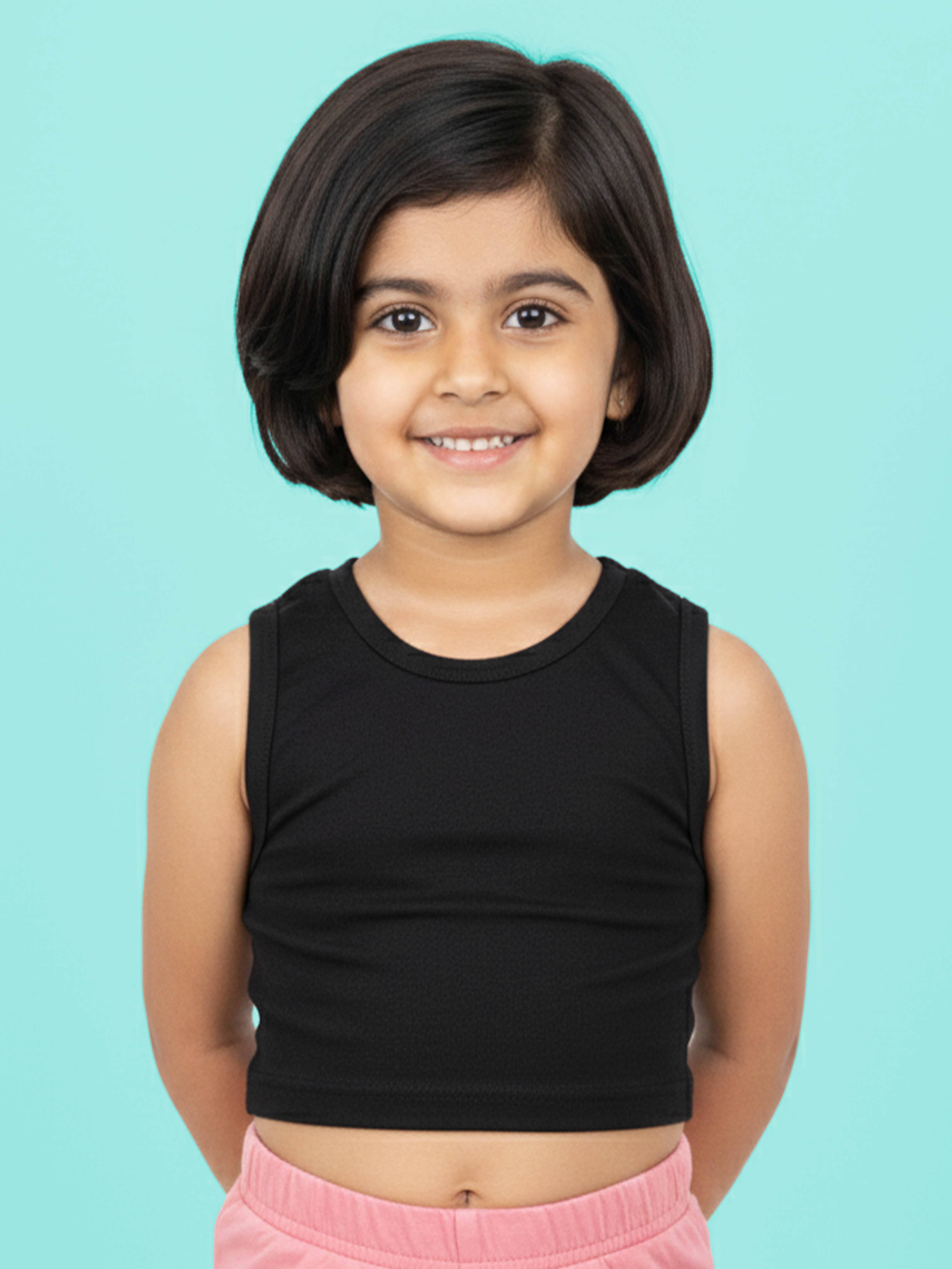 Kiddopanti Cotton Spandex Girls Sleeveless Ribbed Round Neck Racerback Crop Top T-Shirt