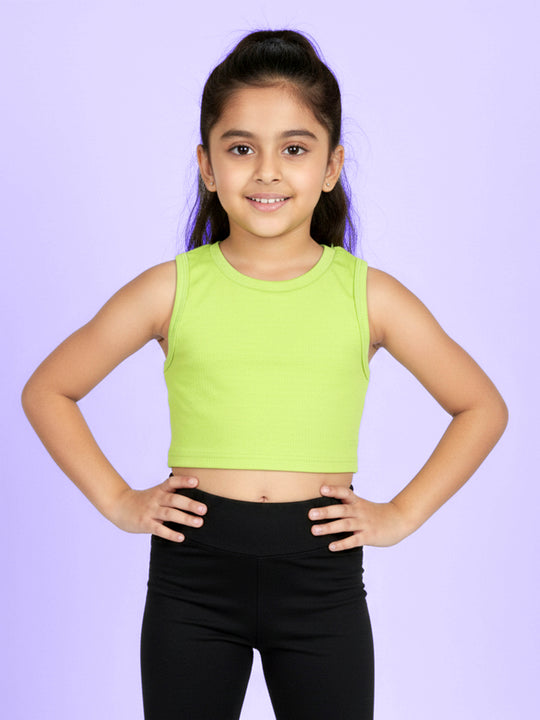 Kiddopanti Girls Cotton Blend Sleeveless Ribbed Racerback Crop Top T-Shirt