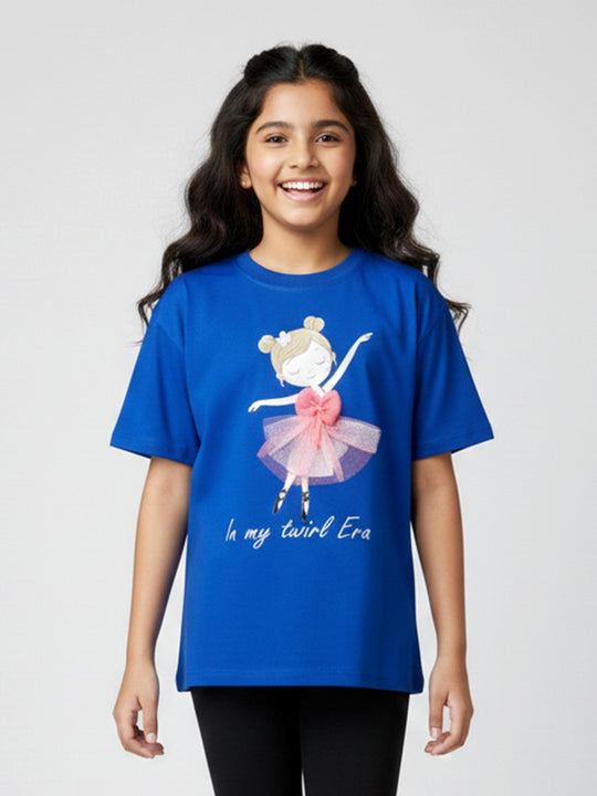 Kiddopanti Girls Cotton Drop Shoulder Chest Doll Printed With Velcro Changing Dress T-Shirt