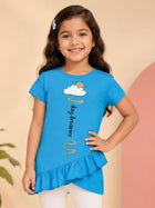 Kiddopanti Girls Cotton Knit Half Sleeves Day Dreamer Printed T-Shirt With Frill Bottom