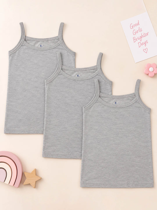 Kiddopanti Girls Cotton Knit Solid Camisole Pack Of 3