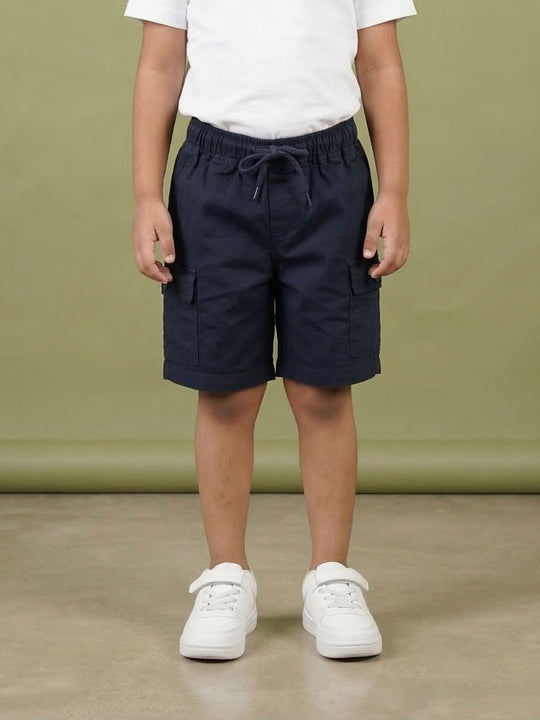 Kiddopanti Boys Cotton Twill Woven Cargo Shorts With 2 Side Cargo Flap Pocket